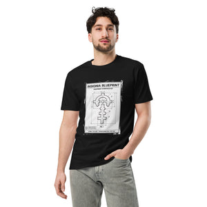 Insignia Blueprint Tee — Black, worn, front — Combat Textiles