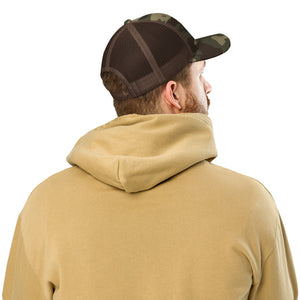 Combat Textiles Field Cap — Camo — Camo / Brown, worn, back — Combat Textiles