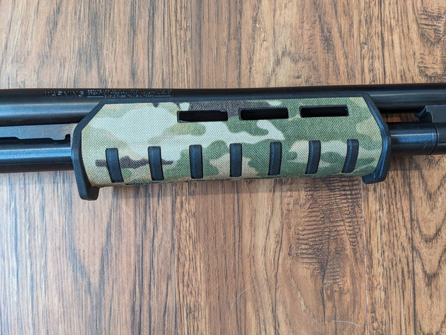 Magpul SGA forend on a Mossberg 500 wrapped in MultiCam Cordura 1000D — Combat Textiles
