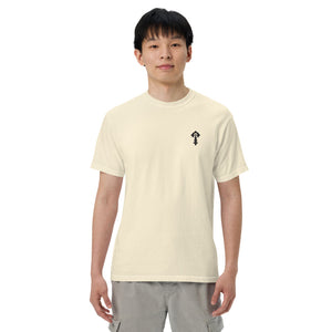 Combat Textiles Classic Tee — Embroidered — Ivory, worn, front — Combat Textiles