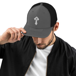 Combat Textiles Snapback — Charcoal / Black, worn, front — Combat Textiles
