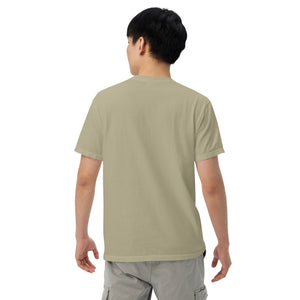 Combat Textiles Classic Tee — Embroidered — Khaki, worn, back — Combat Textiles