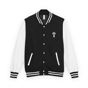 Combat Textiles Varsity Jacket — Black / White, front — Combat Textiles