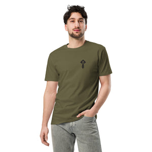 Night Shift Tee — Military Green, worn, front — Combat Textiles