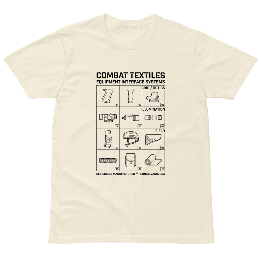 The Grid Tee — Faded Cream, front — Combat Textiles