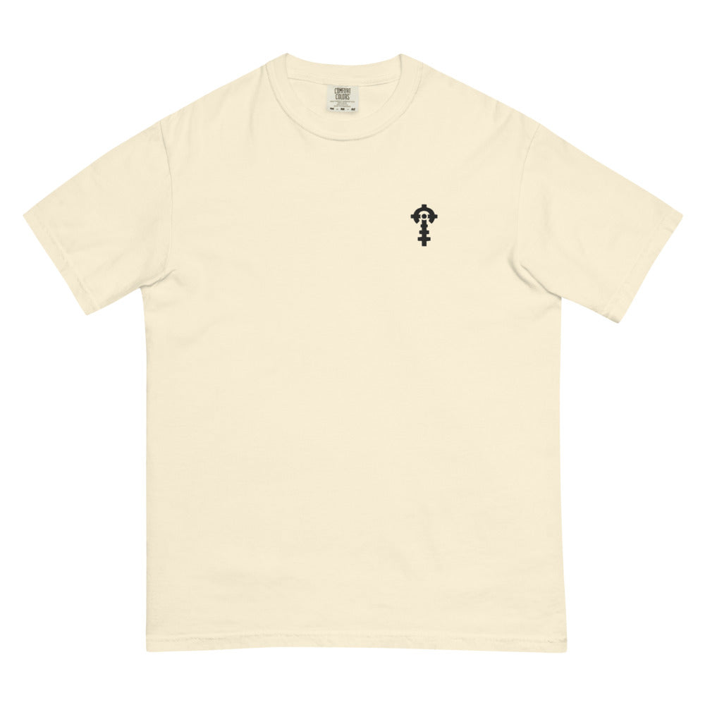 Combat Textiles Classic Tee — Embroidered — Ivory, flat, front — Combat Textiles