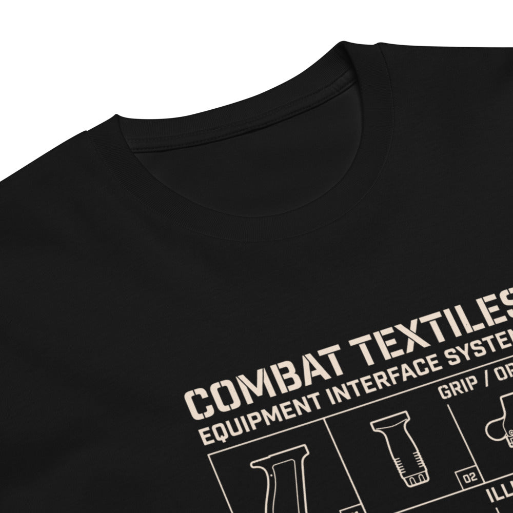 The Grid Tee — Black, print detail — Combat Textiles