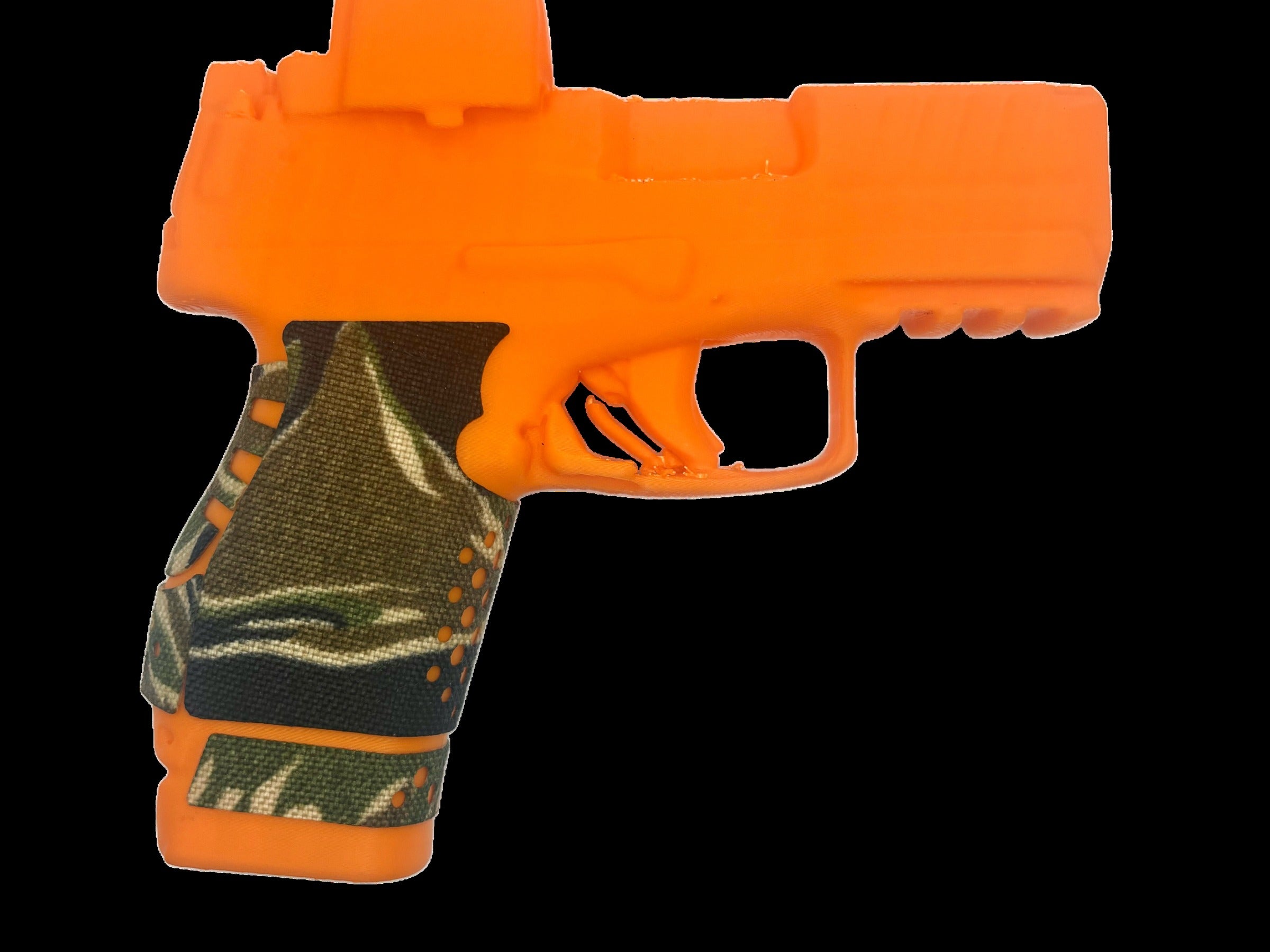 HK VP9CC grip wrap in Tiger Stripe (Green/Black) on a CTX fit model - Combat Textiles