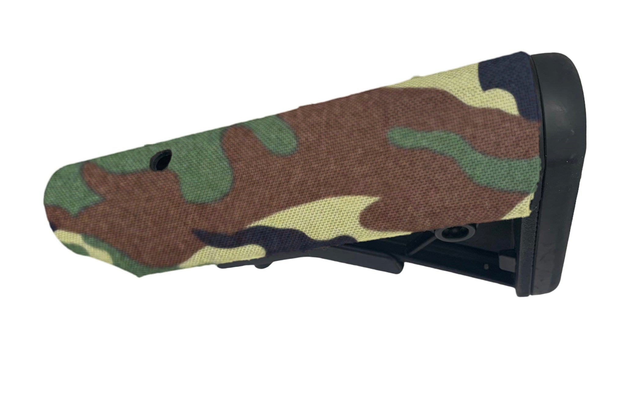 Cordura 1000D stock wrap on the B5 Systems Bravo Stock in M81 Woodland - Combat Textiles