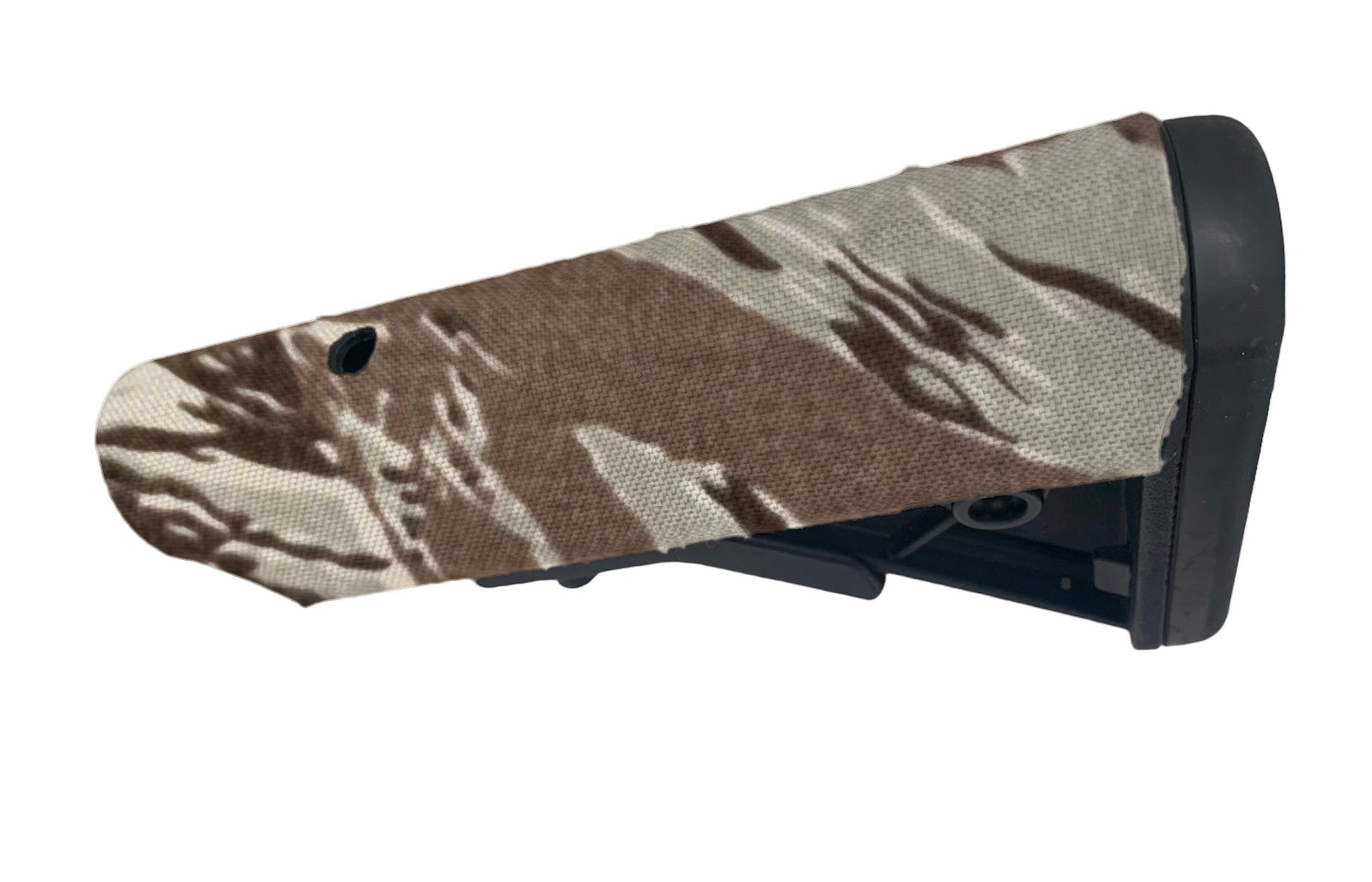 Cordura 1000D stock wrap on the B5 Systems Bravo Stock in Tiger Stripe (ABU) - Combat Textiles