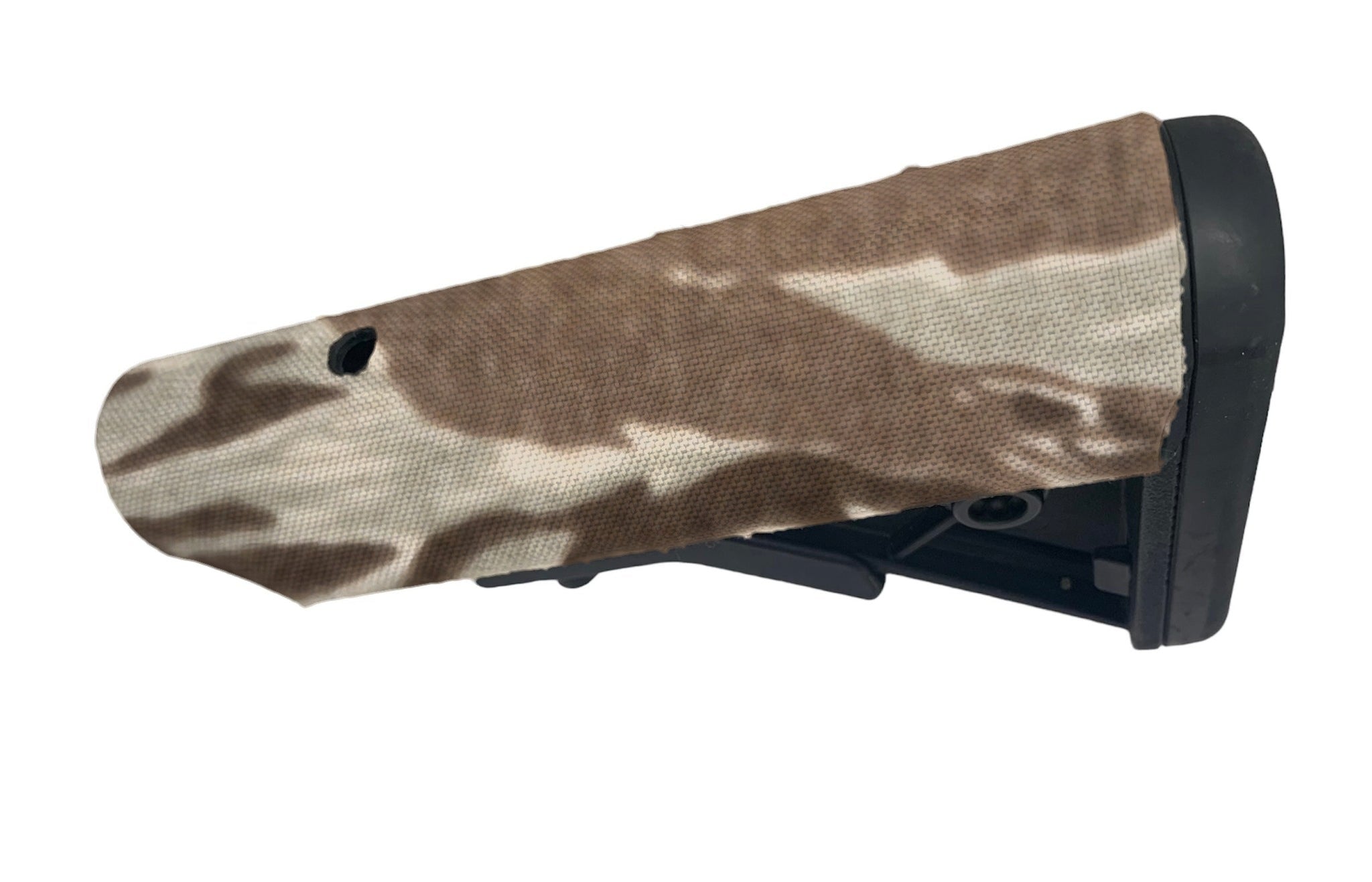 Cordura 1000D stock wrap on the B5 Systems Bravo Stock in Tiger Stripe (Desert) - Combat Textiles