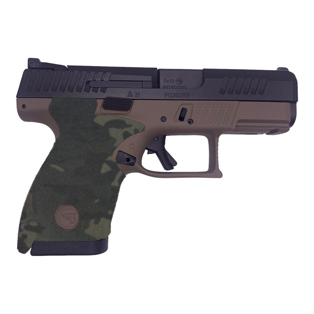Cordura 1000D grip wrap on the CZ P-10 S in MultiCam Black - Combat Textiles