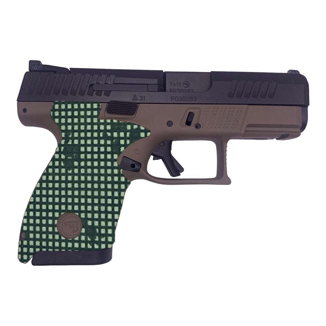 Cordura 1000D grip wrap on the CZ P-10 S in Desert Night Camo - Combat Textiles