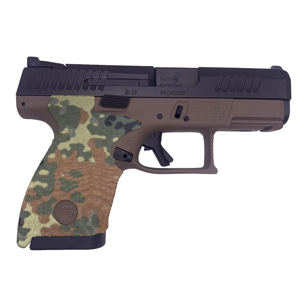 Cordura 1000D grip wrap on the CZ P-10 S in Flecktarn - Combat Textiles