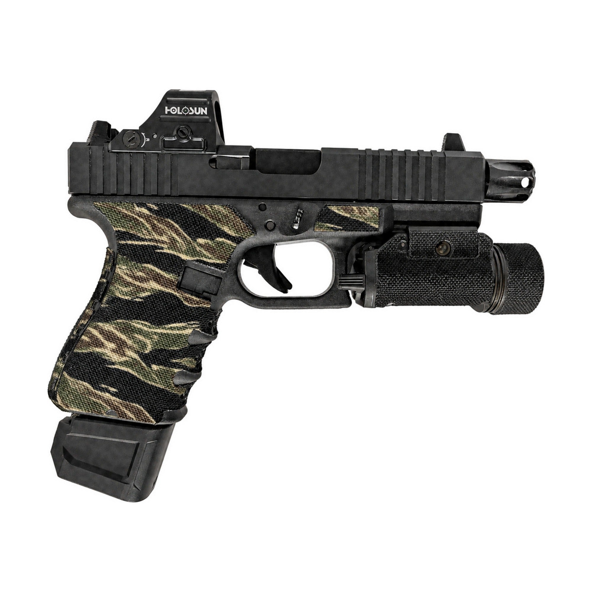 GLOCK G19/G23/G32 Pistols Cordura grip wrap, Tiger Stripe (Green/Black) (Gen3)