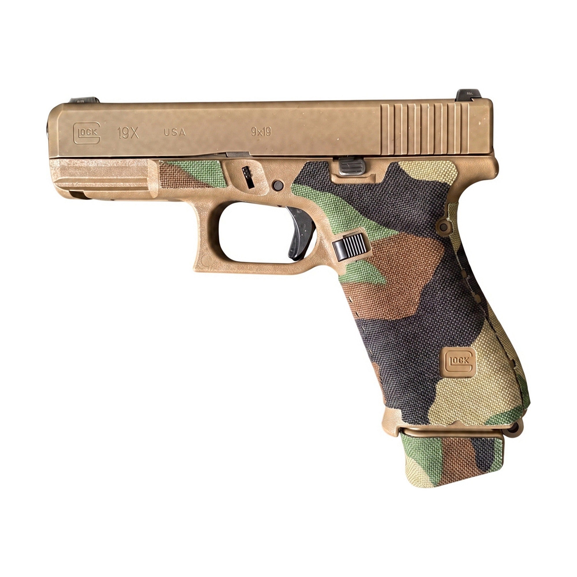 GLOCK G19X/G45/G47 Pistols Cordura grip wrap, M81 Woodland