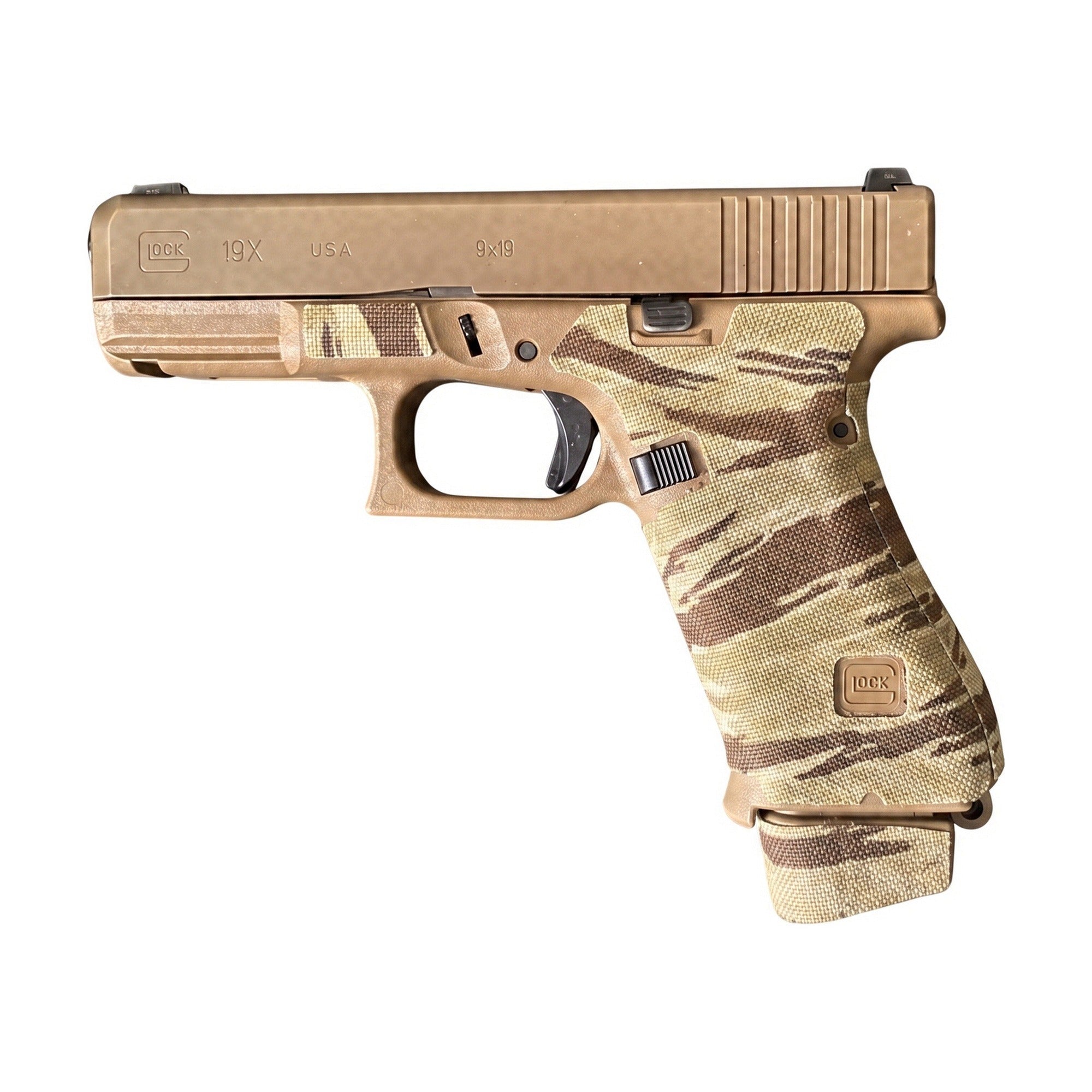 GLOCK G19X/G45/G47 Pistols Cordura grip wrap, Tiger Stripe (Desert)