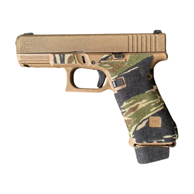 GLOCK G19X/G45/G47 Pistols Cordura grip wrap, Tiger Stripe (Green/Black)