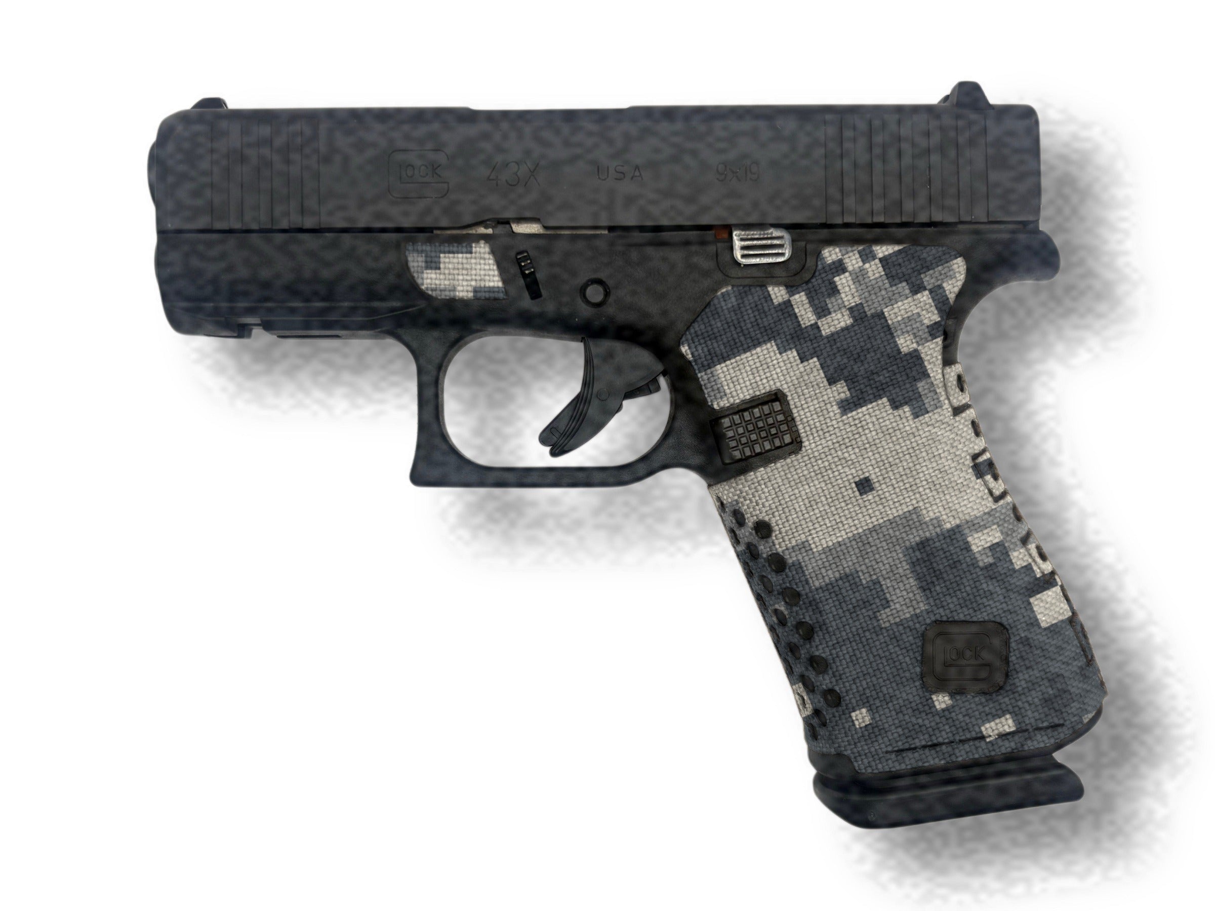 GLOCK G43X/G48 Pistols Cordura grip wrap installed, ACU - Combat Textiles