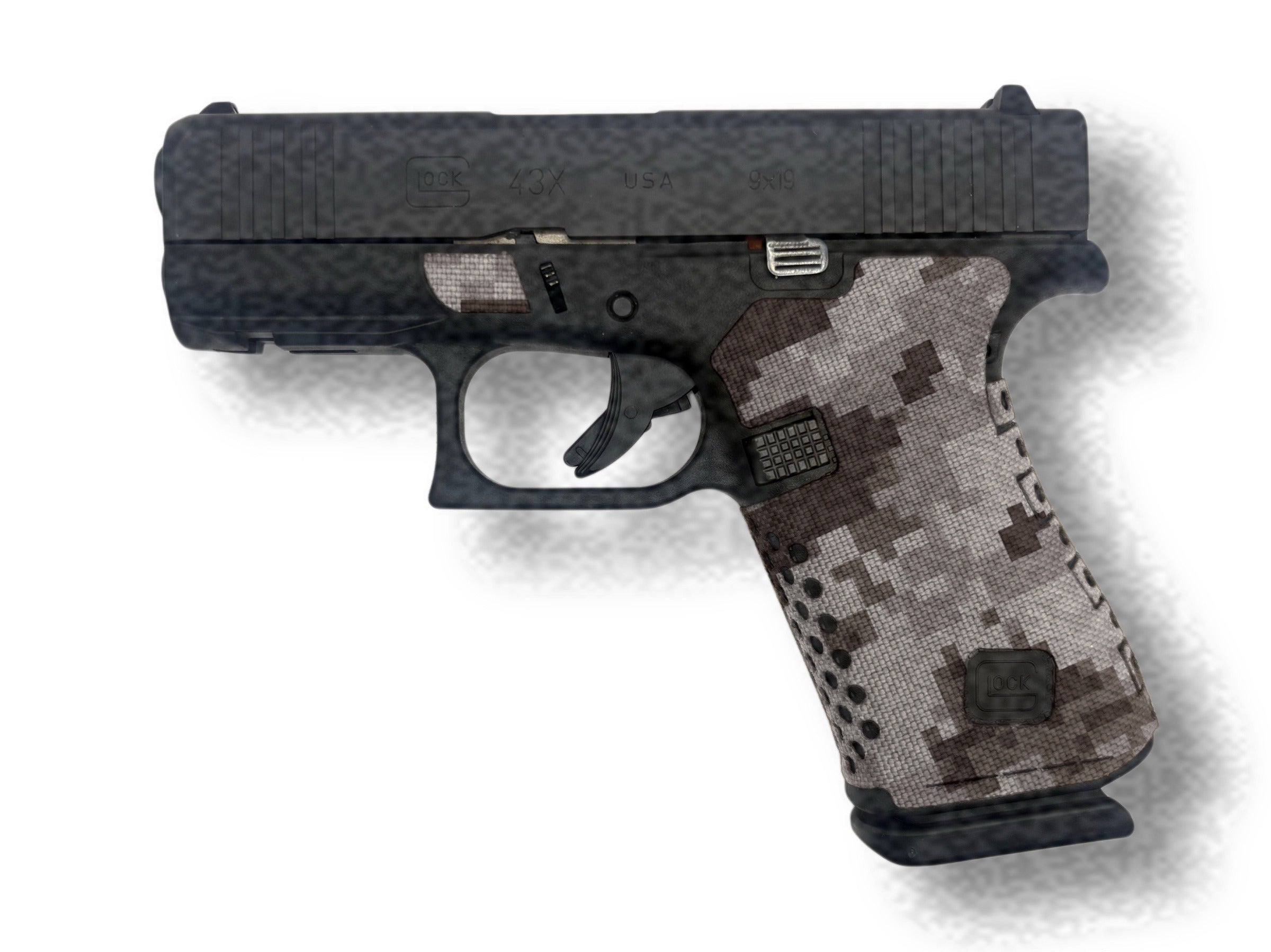 GLOCK G43X/G48 Pistols Cordura grip wrap installed, ACU (Desert) - Combat Textiles