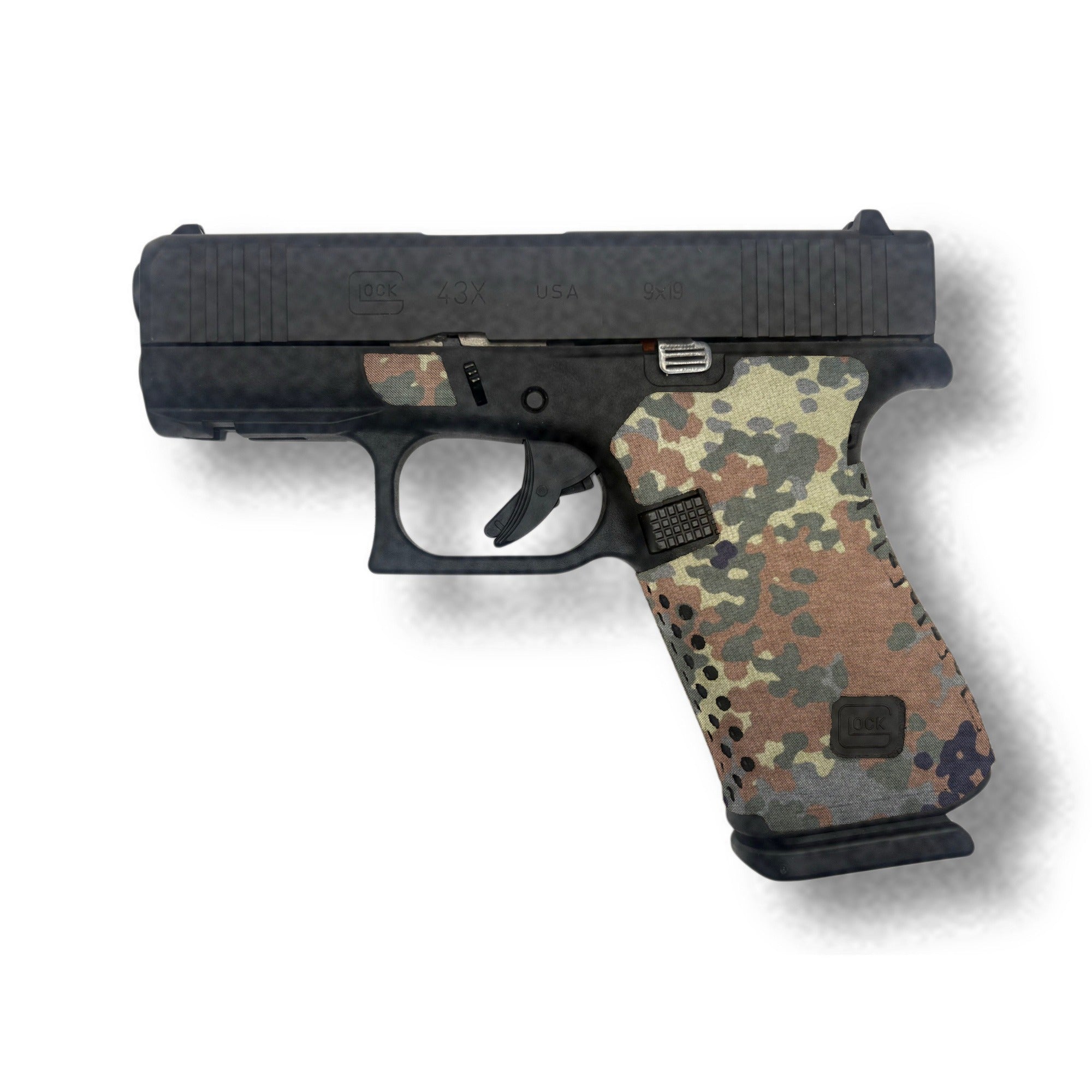 GLOCK G43X/G48 Pistols Cordura grip wrap installed, Flecktarn - Combat Textiles