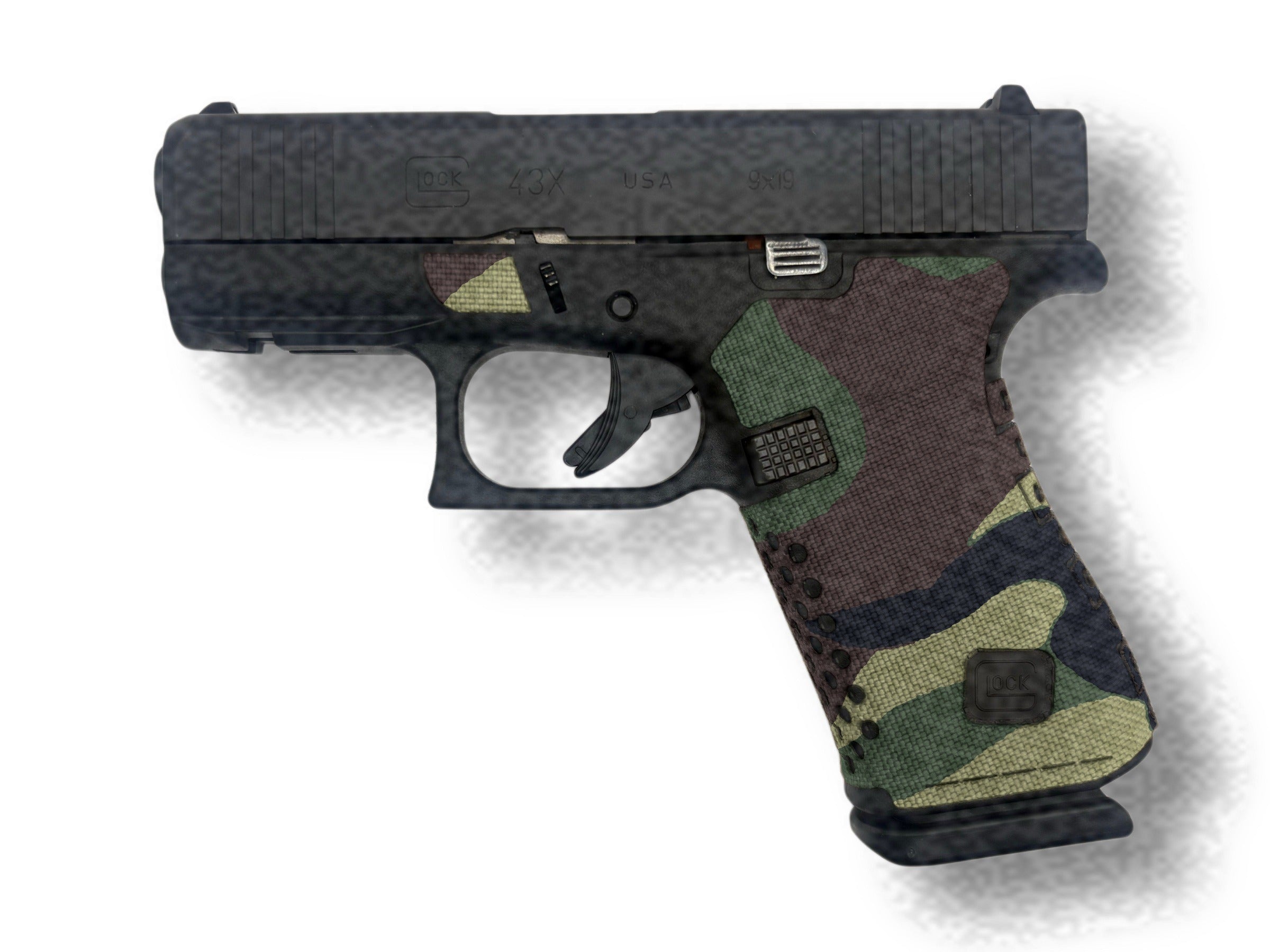 GLOCK G43X/G48 Pistols Cordura grip wrap installed, M81 Woodland - Combat Textiles