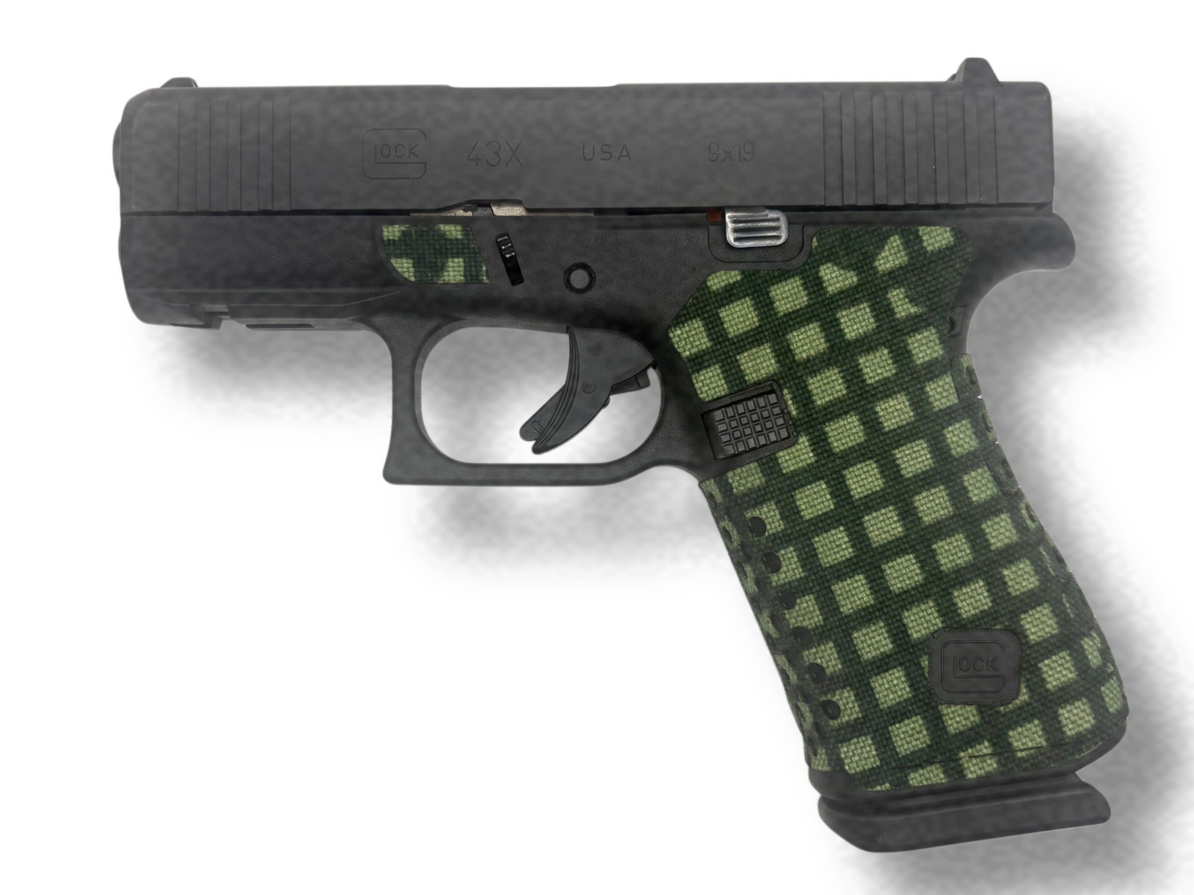 Grip Kit for GLOCK G43X/G48 Pistols - Cordura 1000D wrap installed on a Glock 43X in Desert Night Camo - Combat Textiles