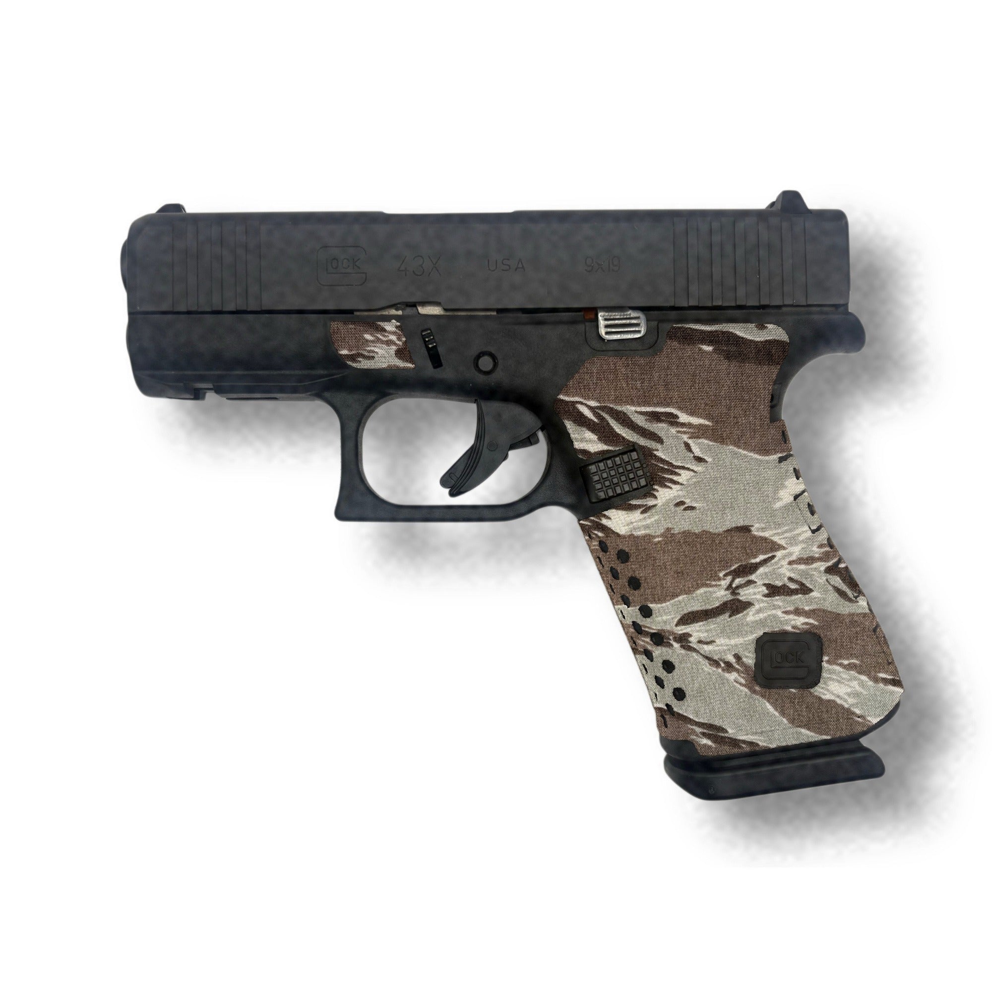 GLOCK G43X/G48 Pistols Cordura grip wrap installed, Tiger Stripe (ABU) - Combat Textiles