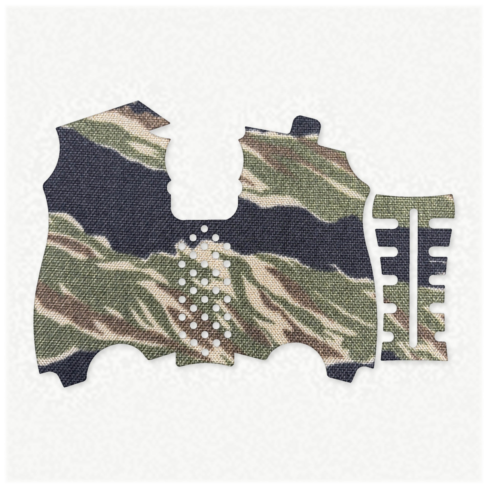 HK USP Compact (45 ACP) grip wrap kit outline, Tiger Stripe (Green/Black)