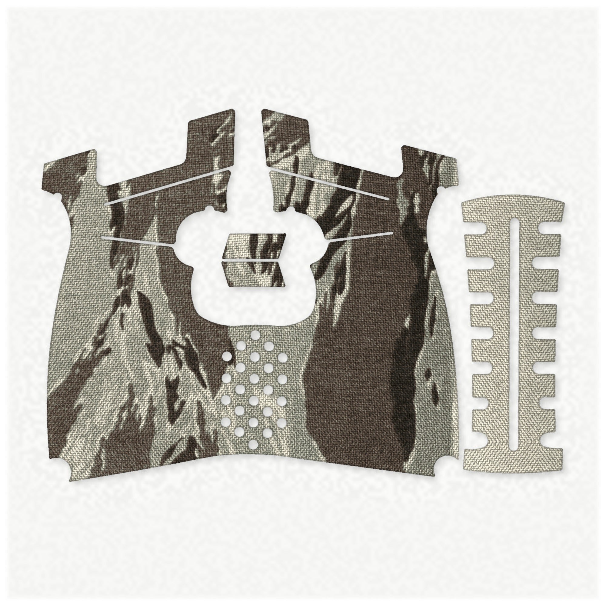 Kimber R7 Mako (Carbon Compact) grip wrap kit outline, Tiger Stripe (ABU)