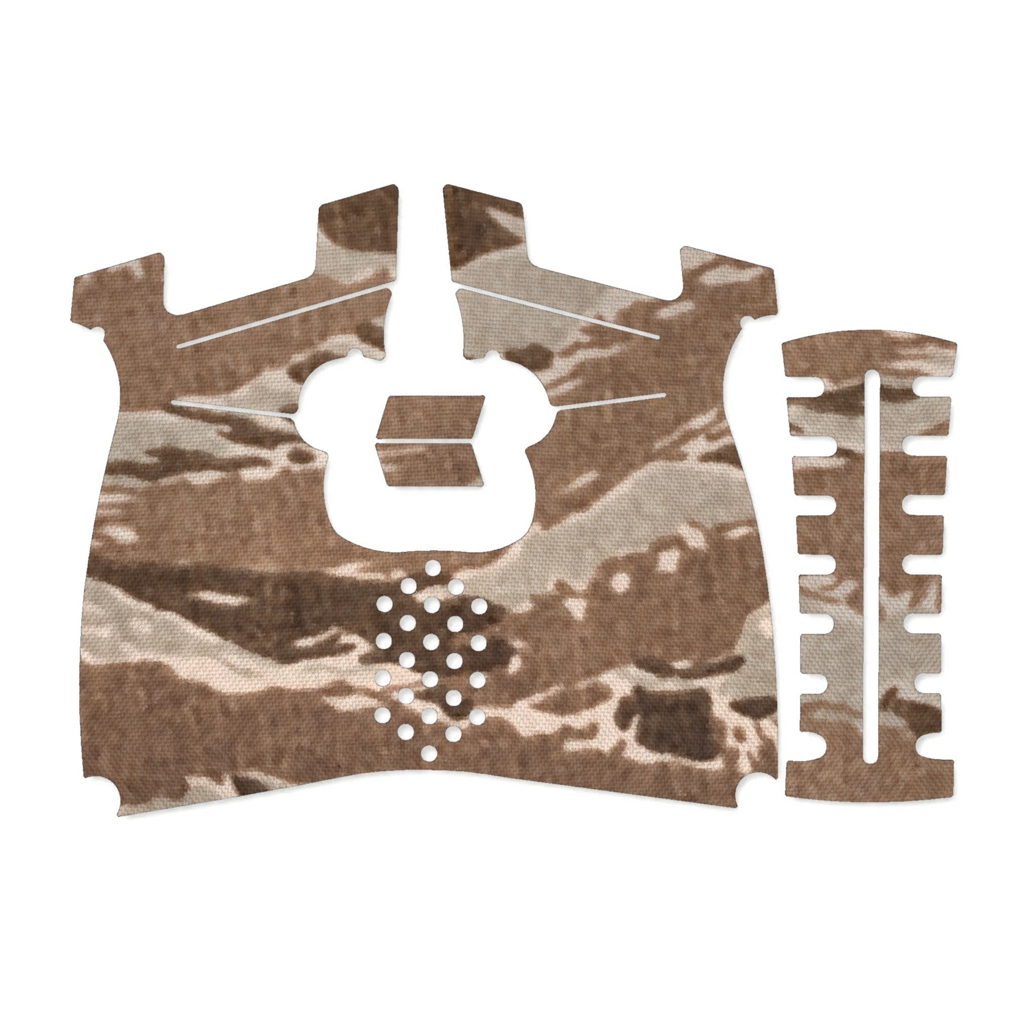 Kimber R7 Mako (Carbon Compact) grip wrap kit outline, Tiger Stripe (Desert)