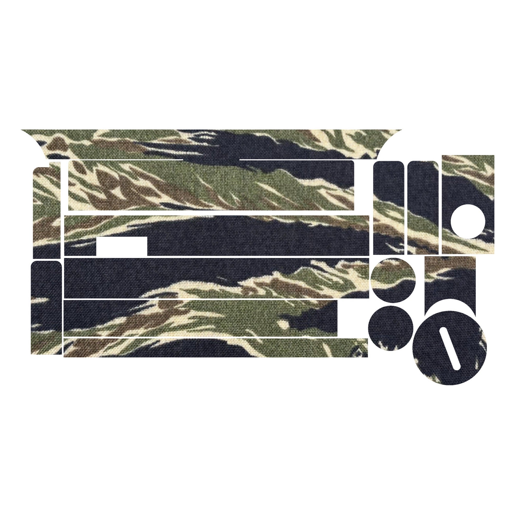Primary Arms SLx 2.5X Prism optic wrap kit outline, Tiger Stripe (Green/Black)