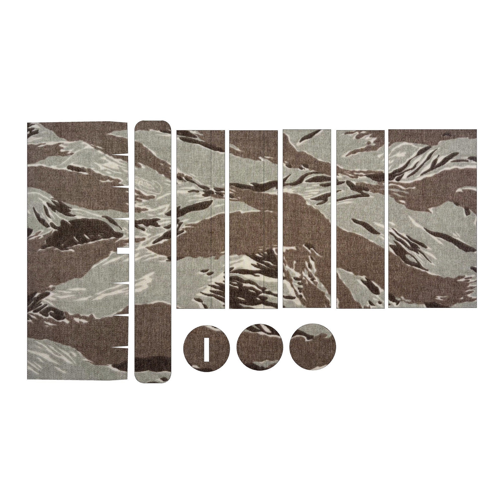 Vortex Strike Eagle 1-6x24 optic wrap kit outline, Tiger Stripe (Desert)