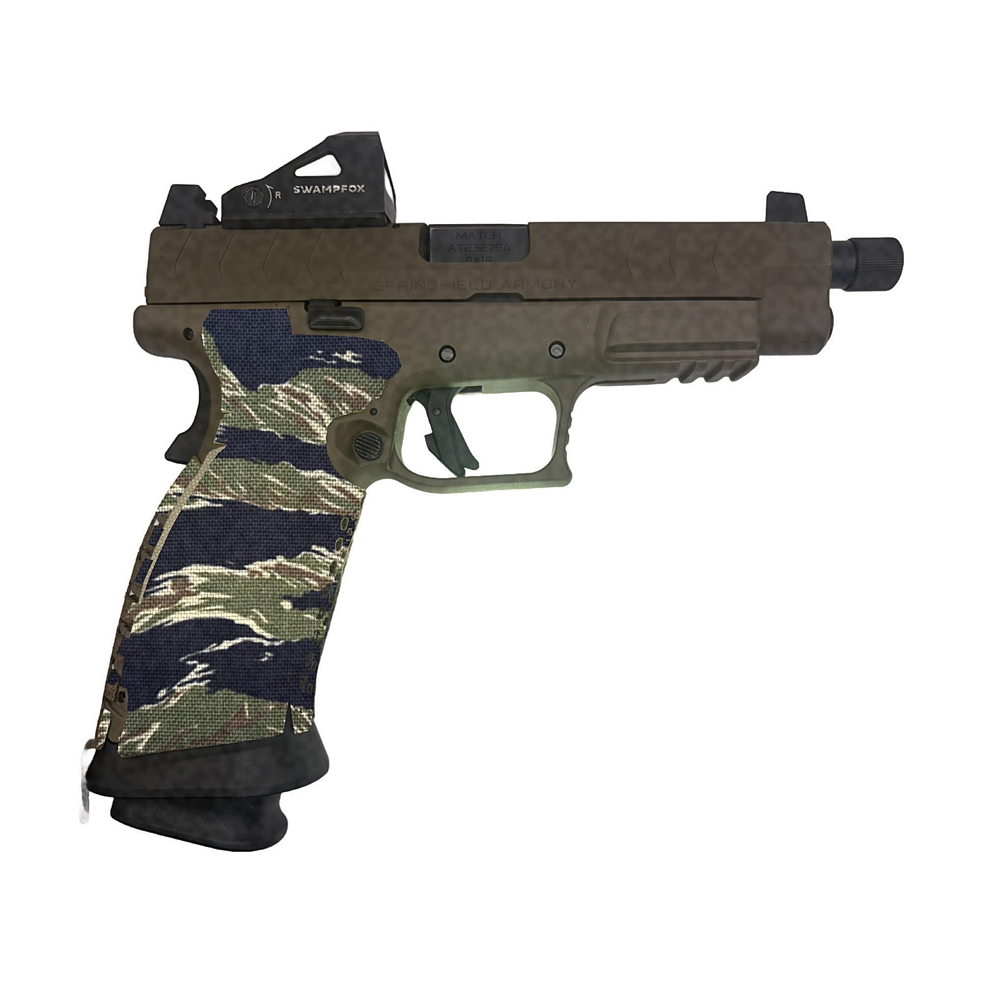 Springfield XDM 9mm/.40 S&W (Full Size) Cordura grip wrap, Tiger Stripe (Green/Black)