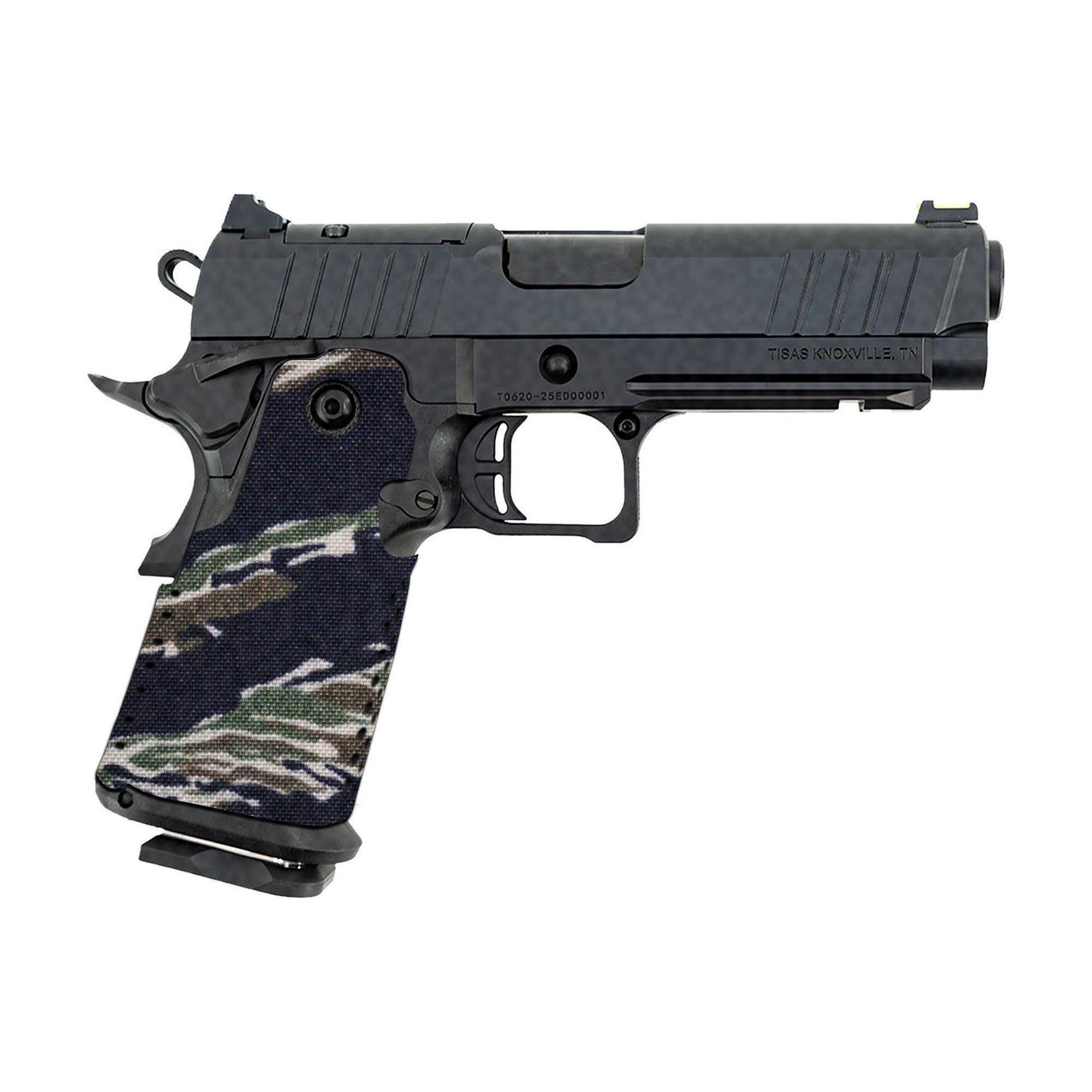 Tisas 1911 Double Stack (9mm) Cordura grip wrap, Tiger Stripe (Green/Black)