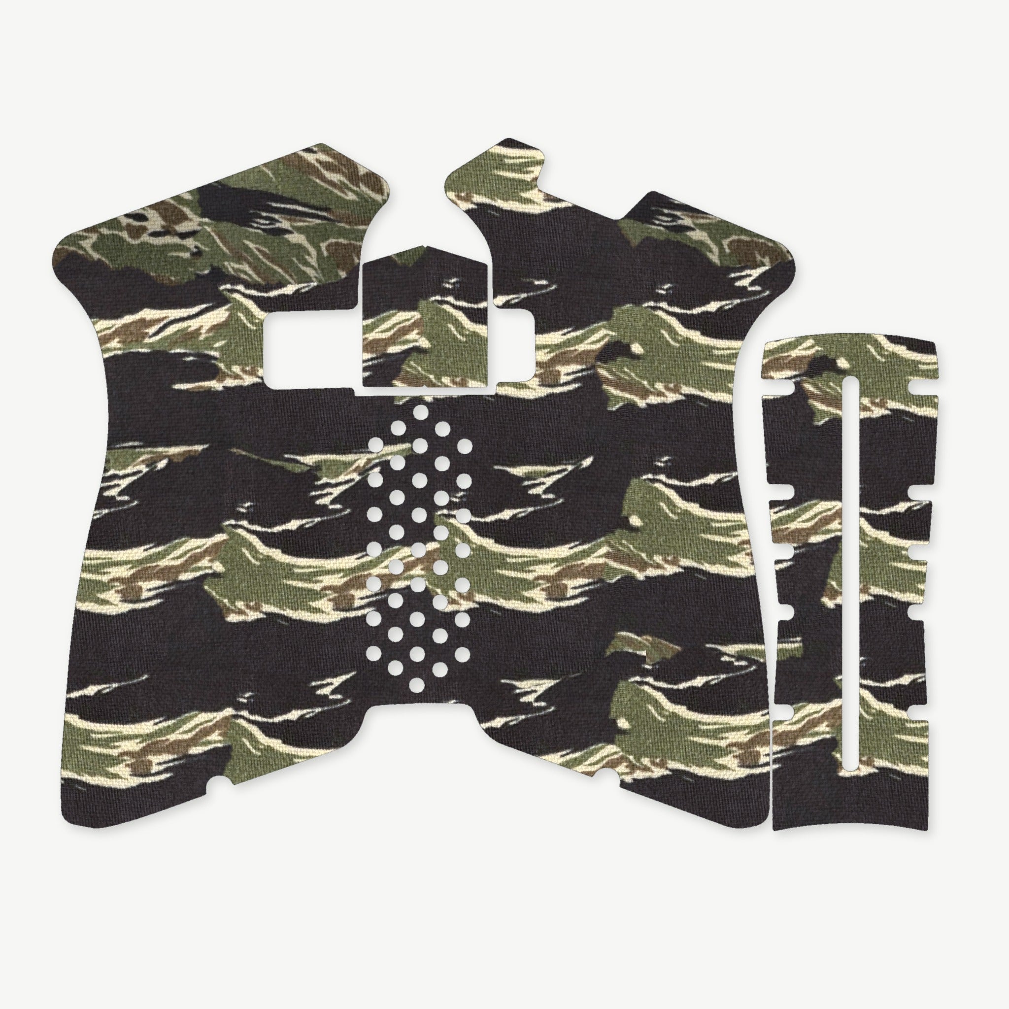 Grip Kit for Polymer80 PF940V2 - die-cut Cordura 1000D kit pieces in Tiger Stripe (Green/Black) - Combat Textiles