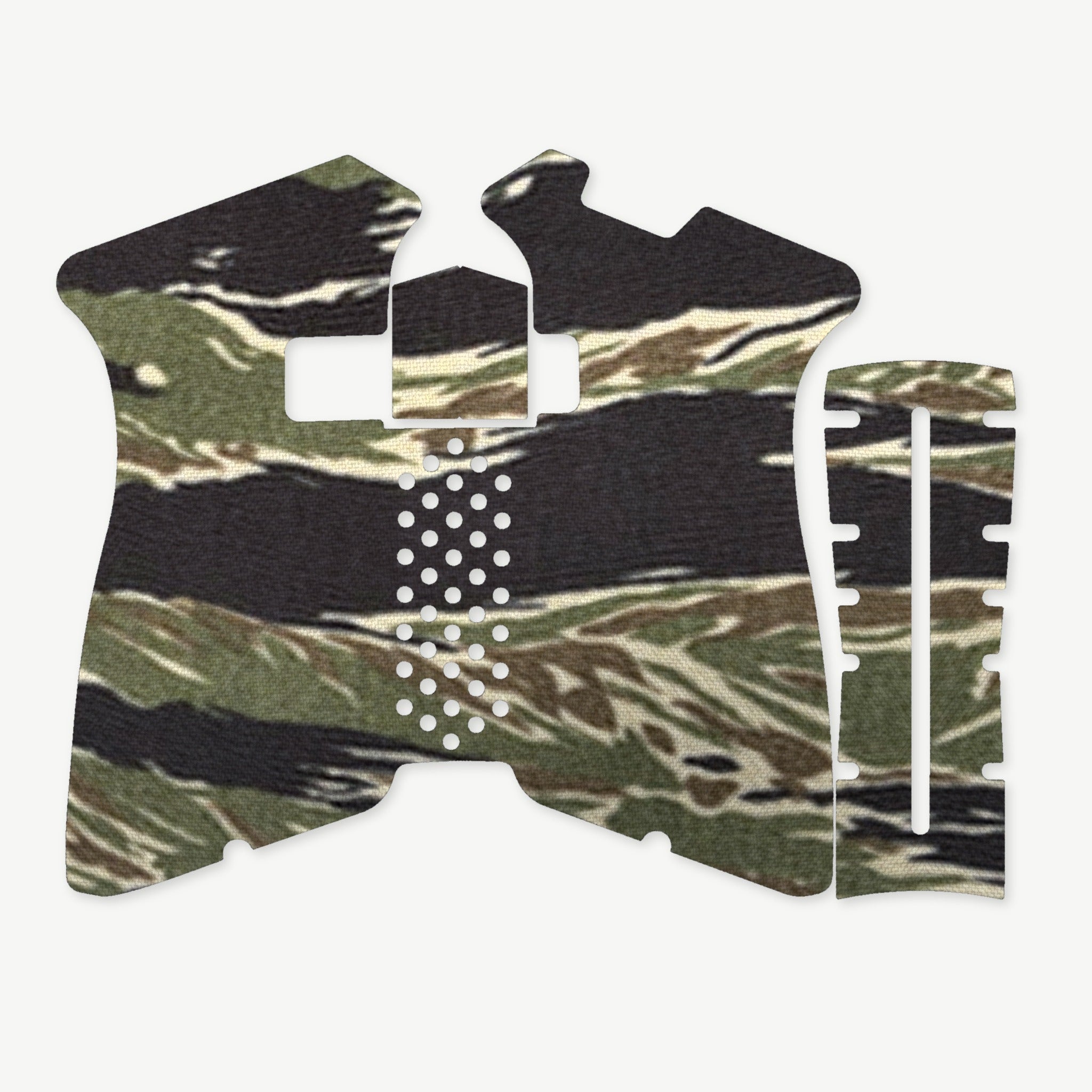 Grip Kit for Polymer80 PF940V2 - die-cut Cordura 1000D kit pieces in Tiger Stripe (Green/Black) - Combat Textiles