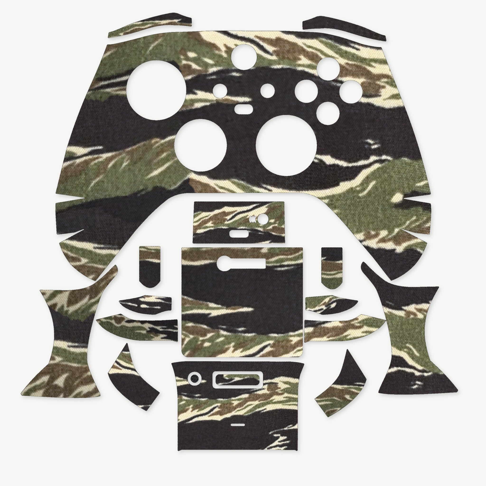 Grip Kit for Xbox Series X Controller - die-cut Cordura 1000D kit pieces in Tiger Stripe (Green/Black) - Combat Textiles