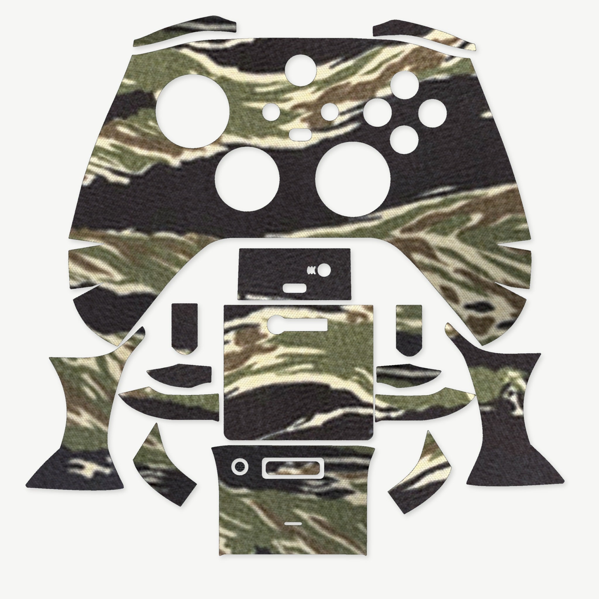 Grip Kit for Xbox Series X Controller - die-cut Cordura 1000D kit pieces in Tiger Stripe (Green/Black) - Combat Textiles