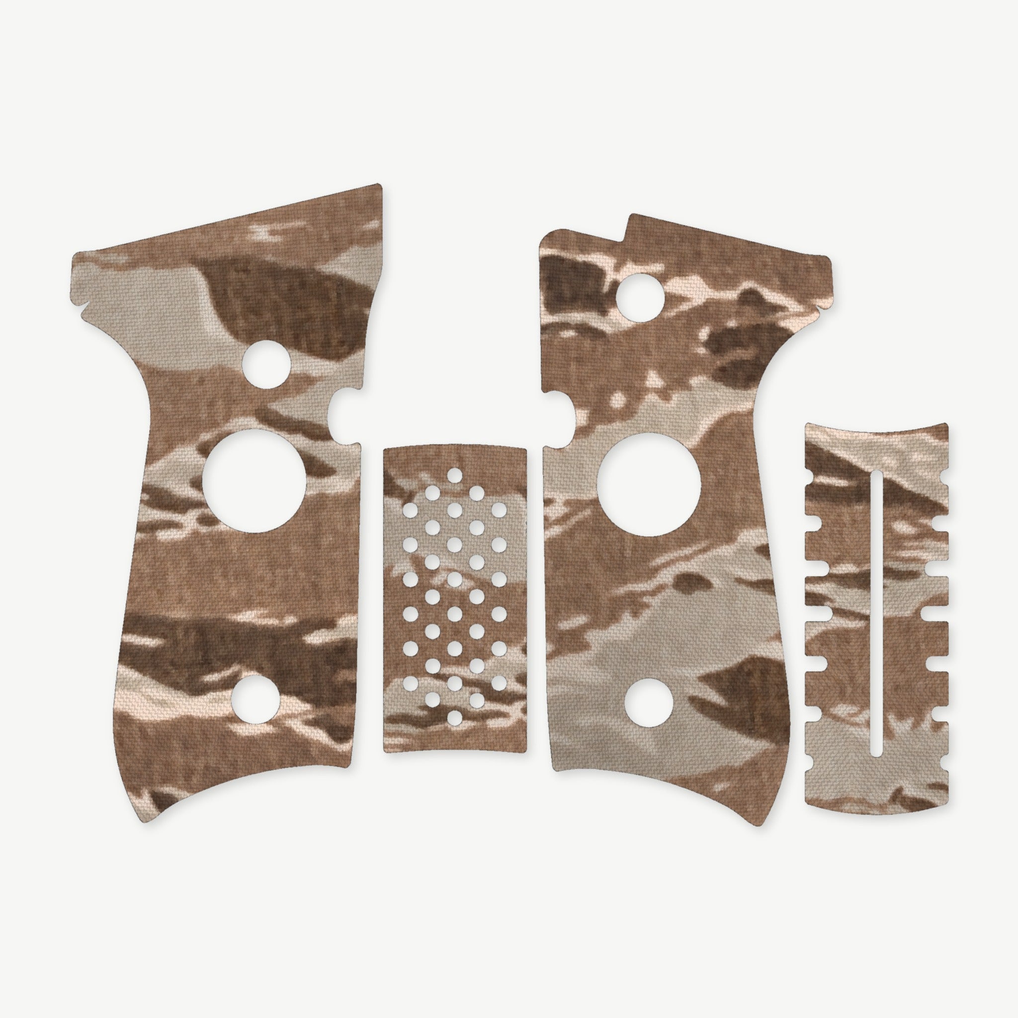 Grip Kit for Beretta 92FS - die-cut Cordura 1000D kit pieces in Tiger Stripe (Desert) - Combat Textiles