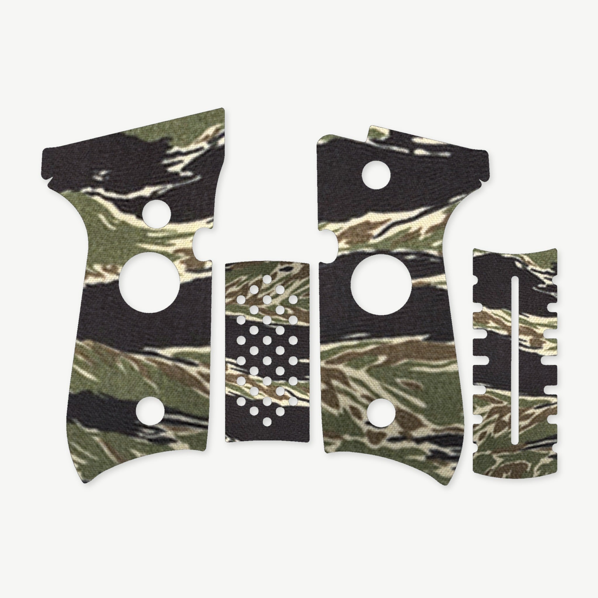 Grip Kit for Beretta 92FS - die-cut Cordura 1000D kit pieces in Tiger Stripe (Green/Black) - Combat Textiles