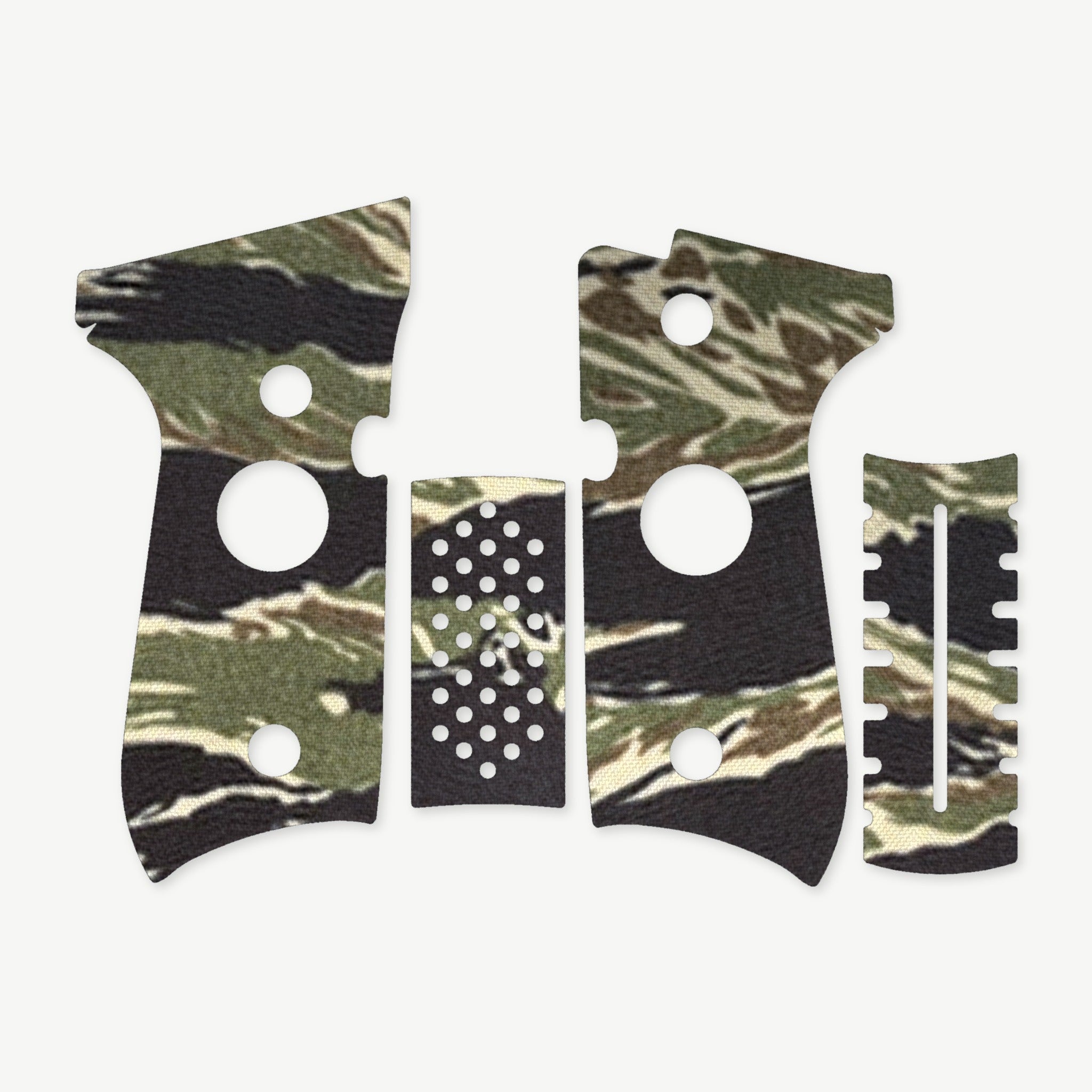 Grip Kit for Beretta 92FS - die-cut Cordura 1000D kit pieces in Tiger Stripe (Green/Black) - Combat Textiles