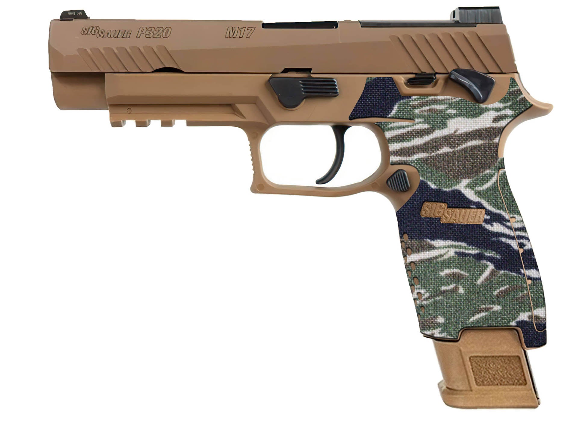 SIG M17 Cordura 1000D grip wrap in Tiger Stripe (Green/Black) — Combat Textiles