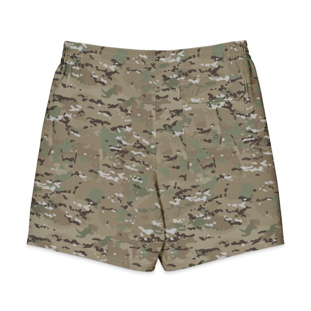 Combat Textiles Board Shorts — OCP, flat, back — Combat Textiles