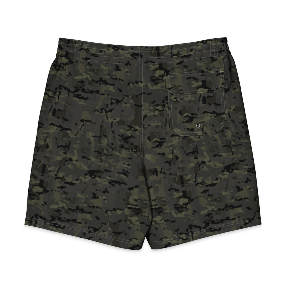 Combat Textiles Board Shorts — OCP Black, flat, back — Combat Textiles
