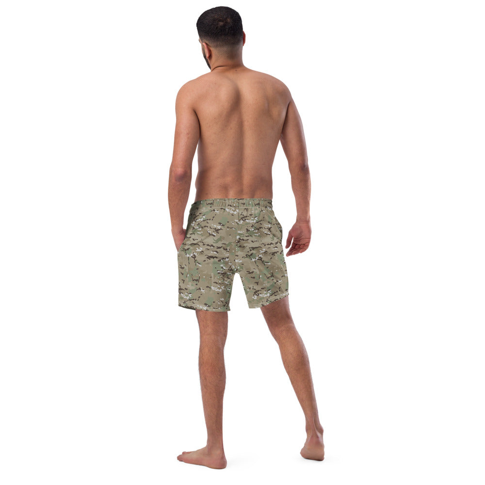 Combat Textiles Swim Trunks — OCP, worn, back — Combat Textiles