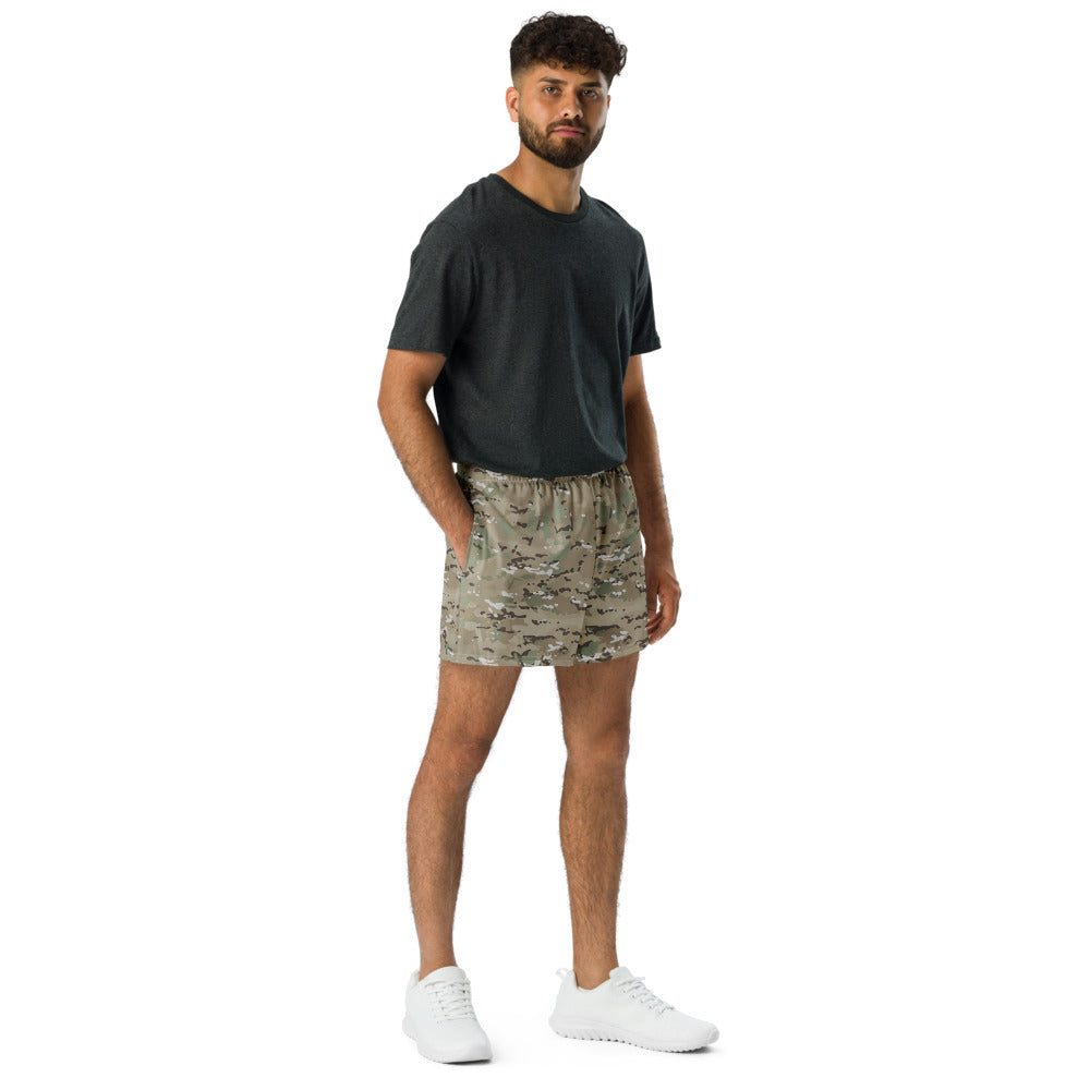 Combat Textiles Training Shorts — OCP, worn, front — Combat Textiles
