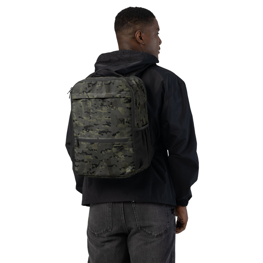 Combat Textiles Assault Pack — All-Over Camo — OCP Black, worn, back — Combat Textiles