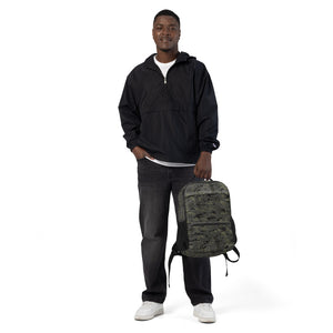 Combat Textiles Assault Pack — All-Over Camo — OCP Black, worn — Combat Textiles