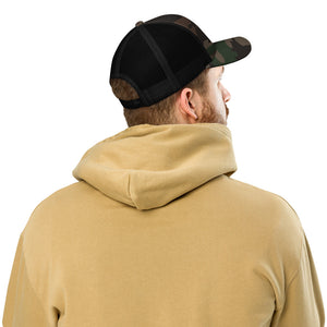 Combat Textiles Field Cap — Camo — Camo / Black, worn, back — Combat Textiles
